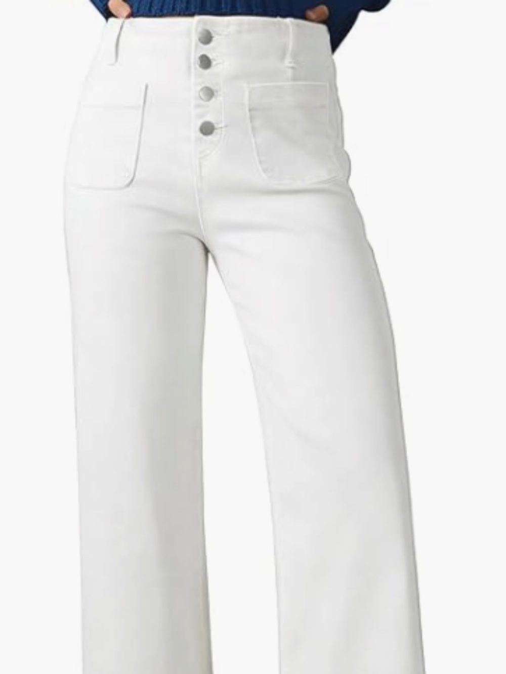 3 x Sidefeel Women's Wide Leg Jeans High Waisted Jeans Blue, White, Pink